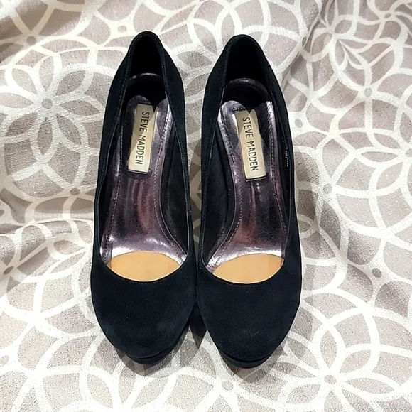 Steve Madden Whimsigoth leather Upper Caryssa Black Suede  Shoes 7.5 - Picture 2 of 10